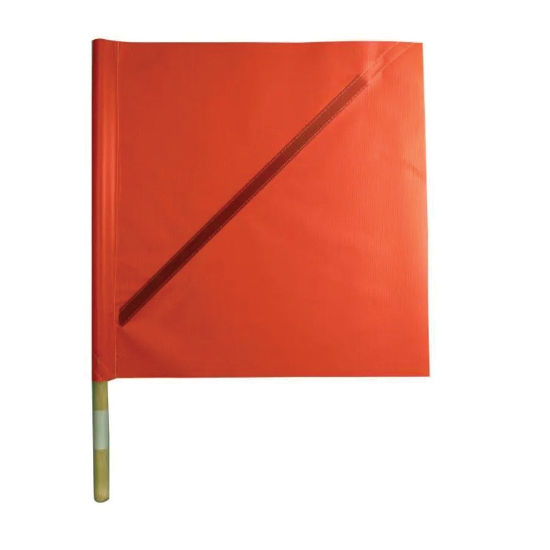 C.H.HANSON 55200 Traffic Control Flag, 17-1/2 in W Flag, 24 in H Flag, Bright Red Flag, Mesh Flag, 27 in L Post