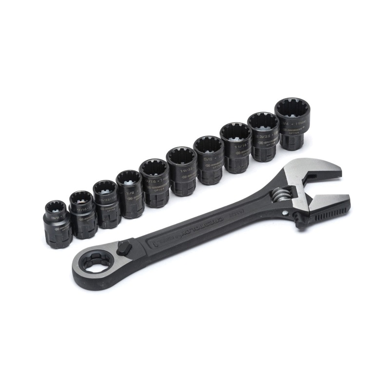 CRESCENT CPTAW8 Adjustable Wrench and Spline Socket Set, 3/8 to 3/4 in, System of Measurement: Imperial, 11 -Piece