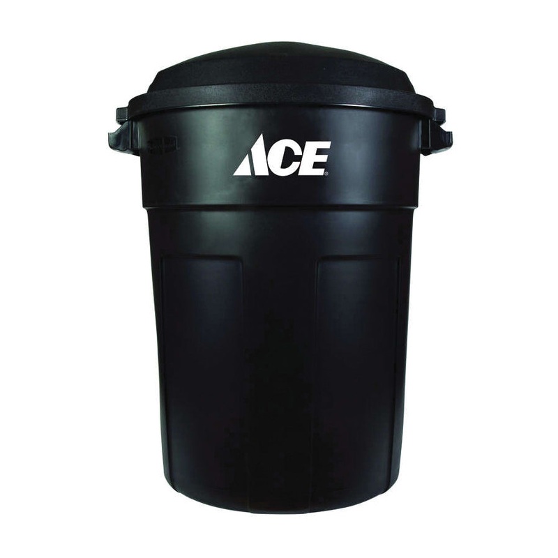 ACE 2894-AC BLA Garbage Can, 32 gal Capacity, Round, Snap-Fit Lid, Plastic, Black