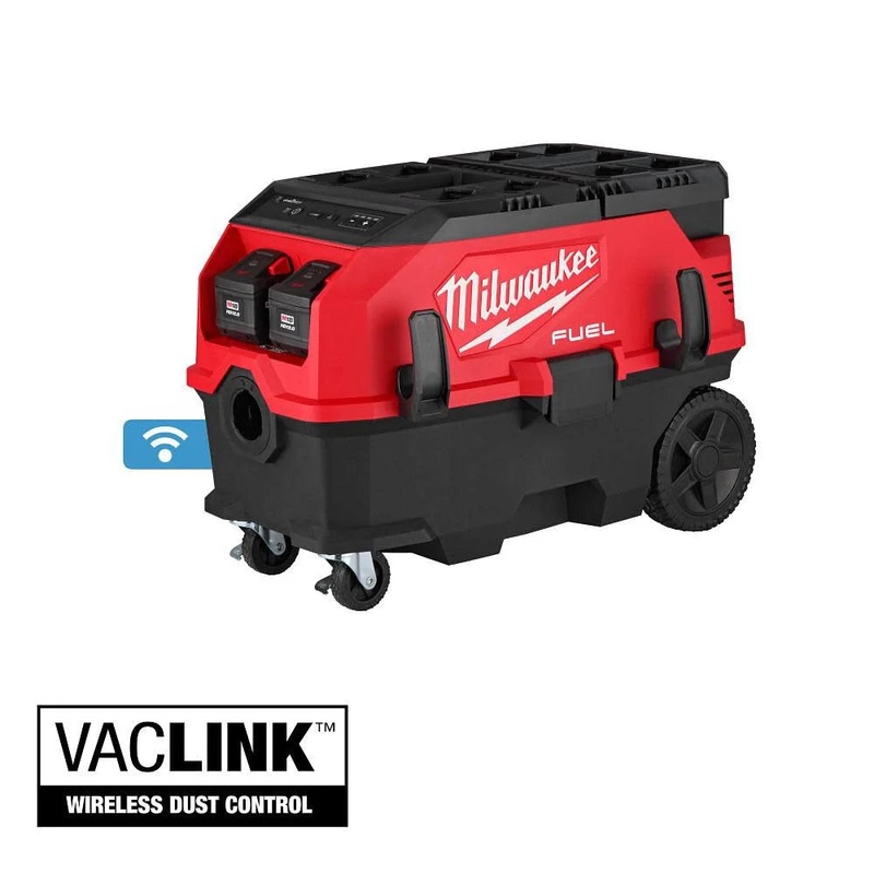 MILWAUKEE 0888-20HD M18 FUEL 9 Gallon Dual Battery Dust Extractor w/ PACKOUT Compatibility and VACLINK Kit