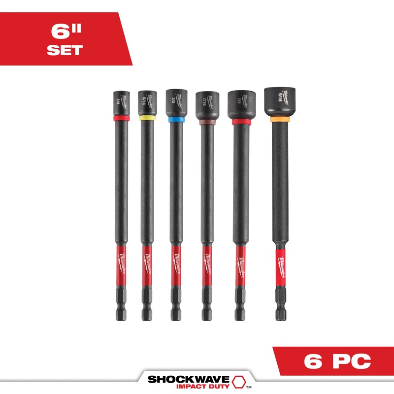 MILWAUKEE 6 PC. SHOCKWAVE IMPACT DUTY 6" Magnetic Nut Driver Set