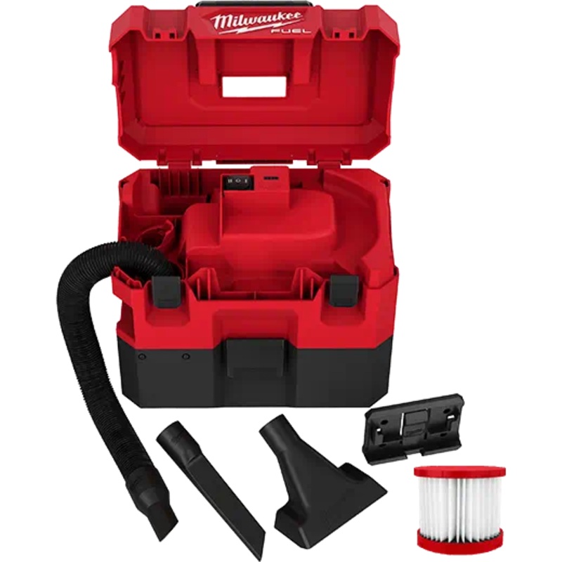 MILWAUKEE M12 FUEL 1.6 Gallon Wet/Dry Vacuum (Tool Only) + FREE MILWAUKEE M12 REDLITHIUM XC3.0 Battery (2 PACK)