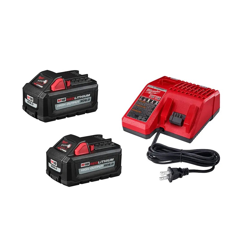 Milwaukee M18 18-Volt Lithium-Ion High Output Starter Kit with Two 6.0 Ah Battery and Charger, 48-59-1862S