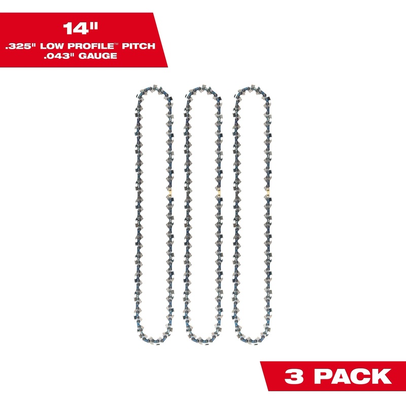 MILWAUKEE 14" .325" LOW PROFILE Pitch, .043" Gauge Saw Chain (3 PACK)