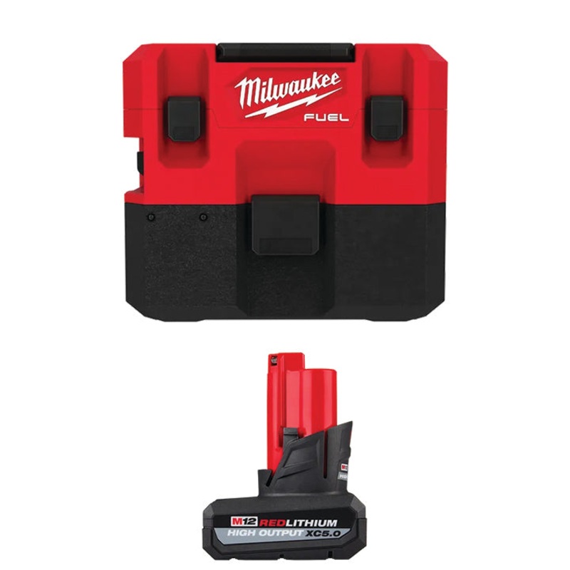 MILWAUKEE M12 FUEL 1.6 Gallon Wet/Dry Vacuum & FREE M12 REDLITHIUM HIGH OUTPUT XC5.0 Battery