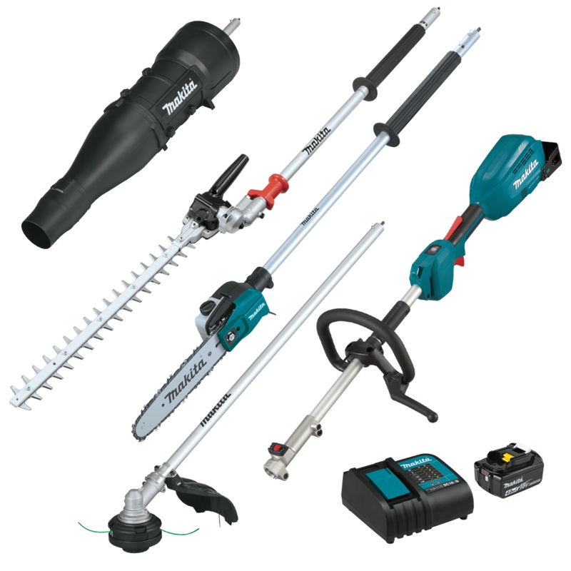 MAKITA 18V LXT Couple Shaft Power Head Kit w/ String Trimmer, Pole Saw, Articulating Hedge Trimmer, & Blower Attachments