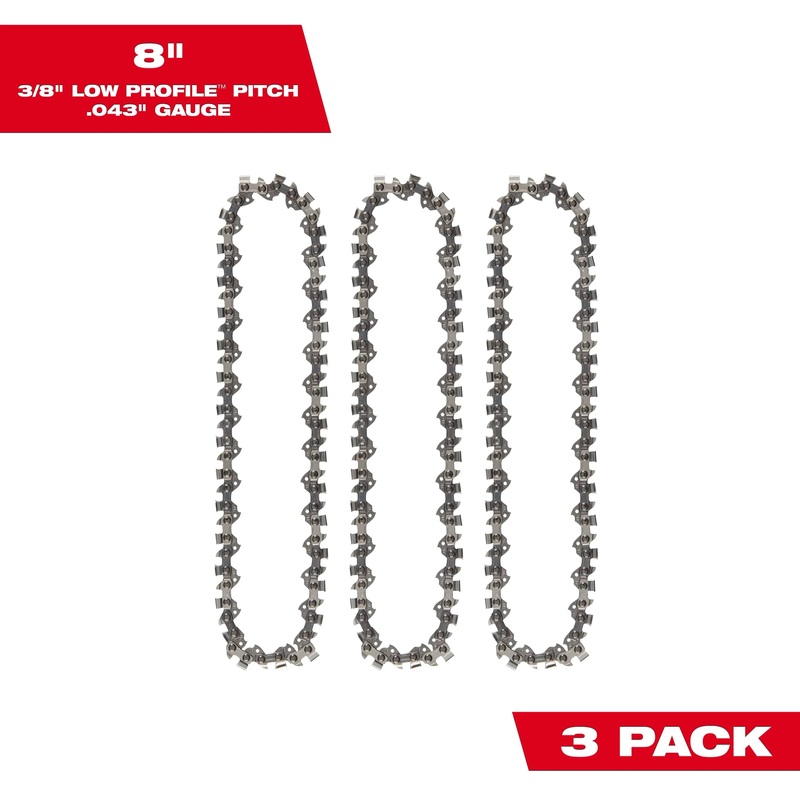 MILWAUKEE 8" 3/8" LOW PROFILE Pitch, .043" Gauge Saw Chain (3 PACK)