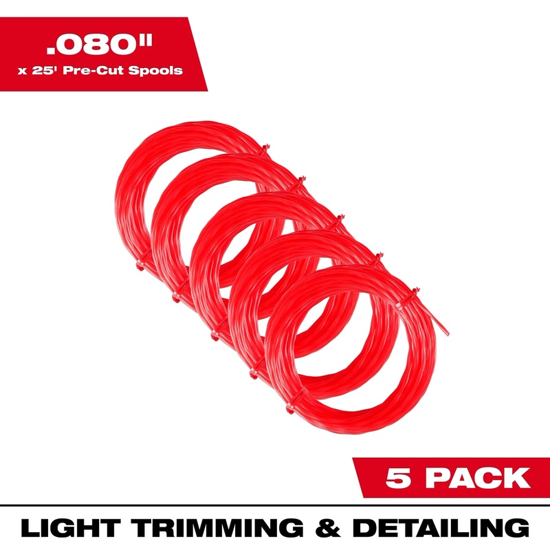 MILWAUKEE .080" X 25 Pre-Cut Twisted Trimmer Line (5 PACK)