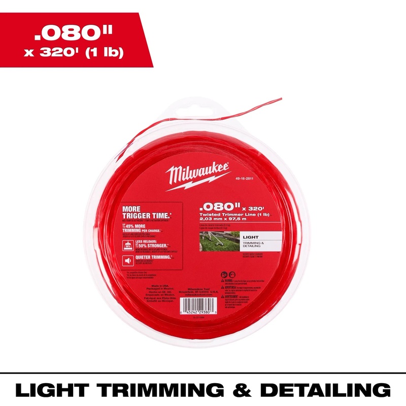 MILWAUKEE .080" X 320 Twisted Trimmer Line