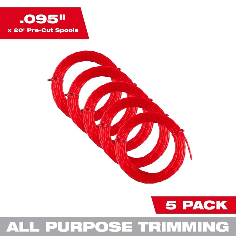 MILWAUKEE .095" X 20 Pre-Cut Twisted Trimmer Line (5 PACK)