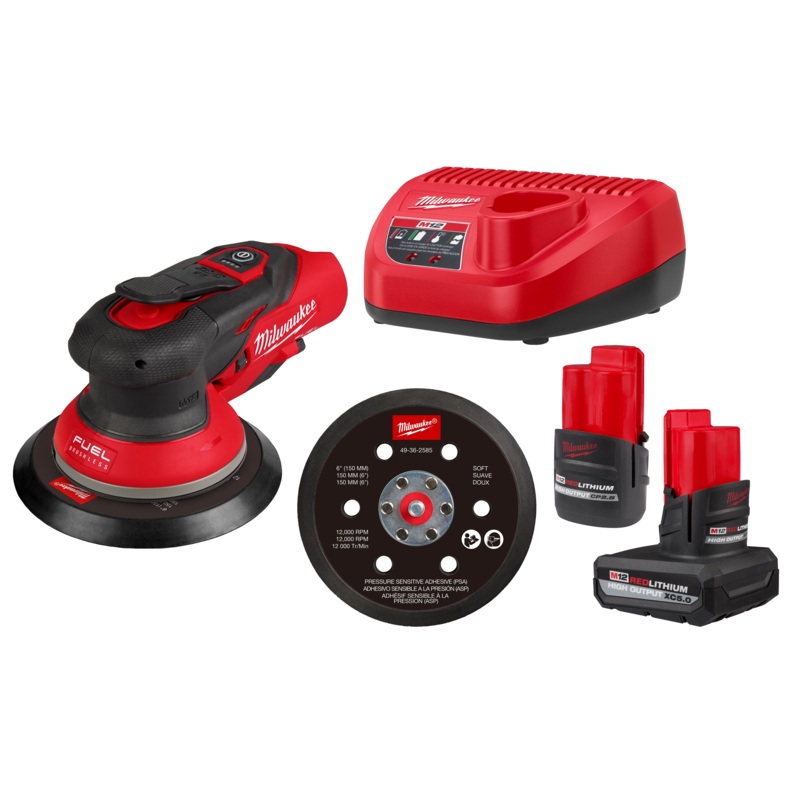 MILWAUKEE M12 FUEL 6" (3/32") Random Orbital Sander Kit