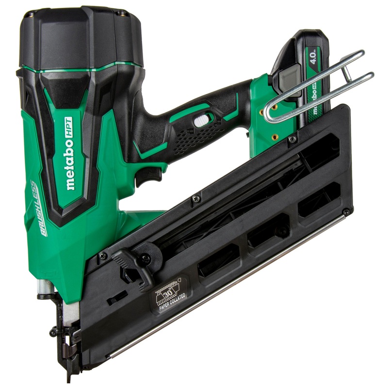 METABO HPT 18V MultiVolt Cordless 30 Degree 3-1/2" Paper Tape Framing Nailer Kit