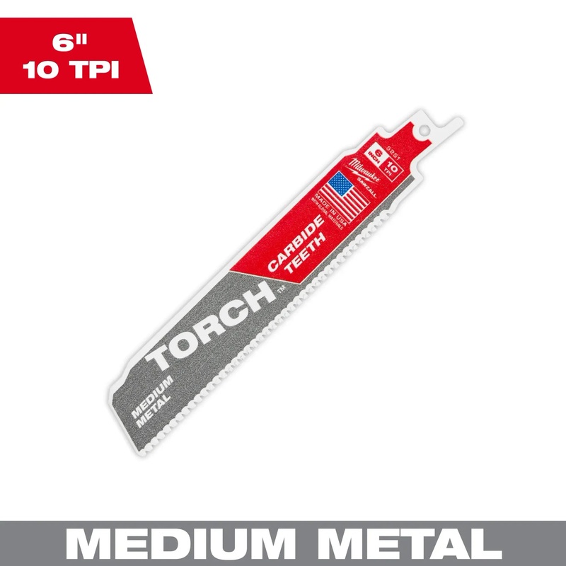MILWAUKEE 6" 10 TPI TORCH w/ Carbide Teeth For Medium Metal