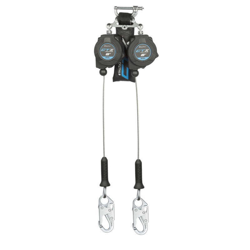 FALLTECH 8' CTX Cable Class 2 Leading Edge Personal SRL-P, Twin-Leg w/ Steel Snap Hooks