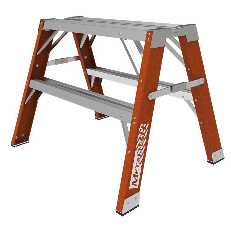 METALTECH 2 BUILDMAN Grade Fiberglass Step-Up Workbench, Sawhorse Stand