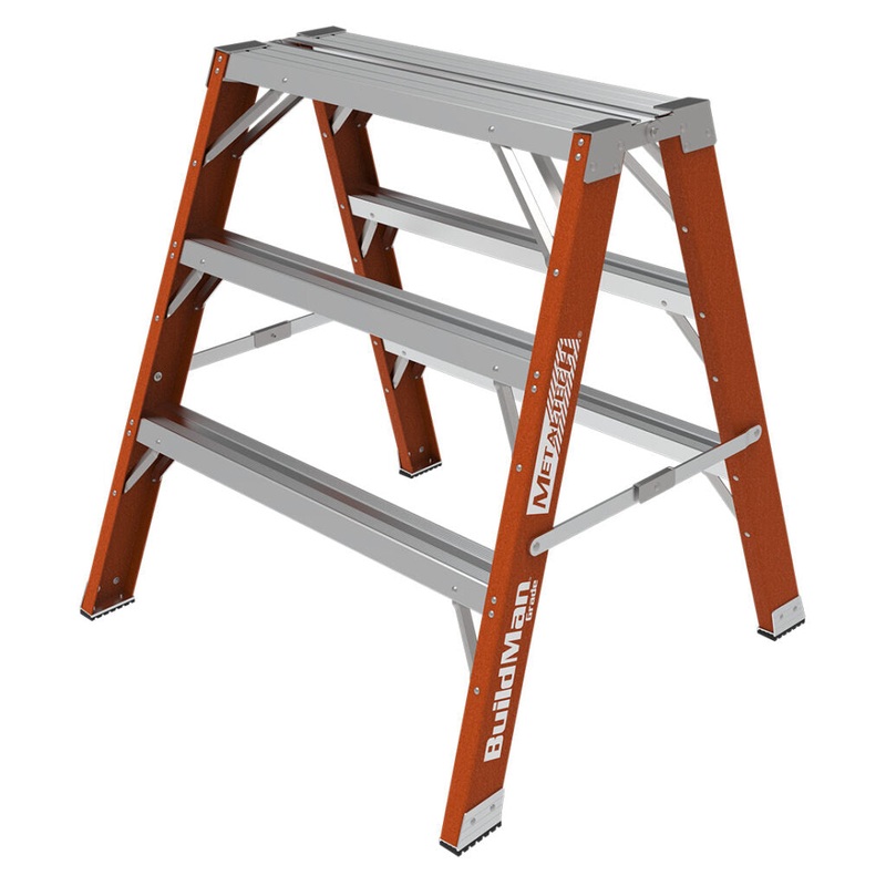 METALTECH 3 BUILDMAN Grade Fiberglass Step-Up Workbench, Sawhorse Stand