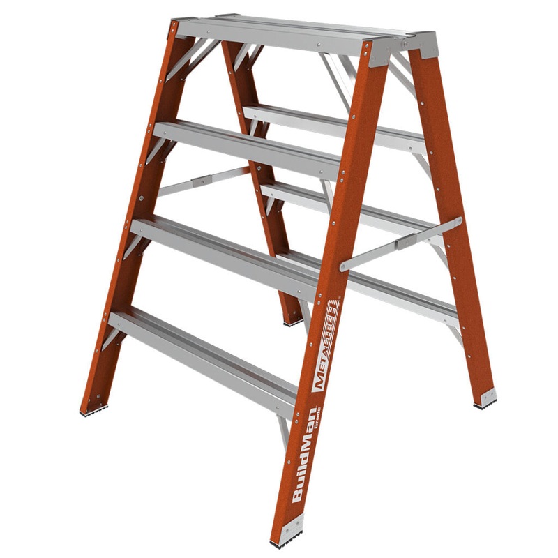 METALTECH 4 BUILDMAN Grade Fiberglass Step-Up Workbench, Sawhorse Stand