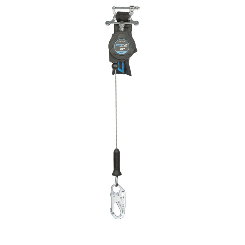 FALLTECH 8' CTX Cable Class 2 Leading Edge Personal SRL-P, Single-Leg w/ Steel Snap Hook