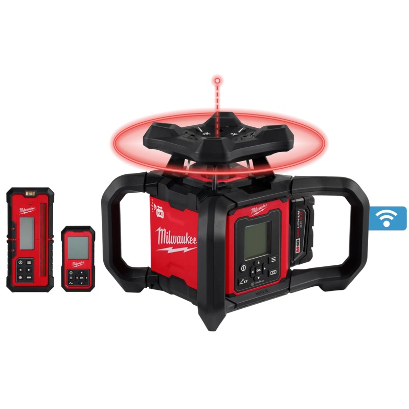 MILWAUKEE M18 Red Exterior Dual Slope Rotary Laser Level Kit