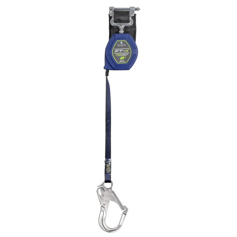 FALLTECH 8' FT-X EDGECORE Class 2 Leading Edge Personal SRL-P, Single-Leg w/ Aluminum Rebar Hook