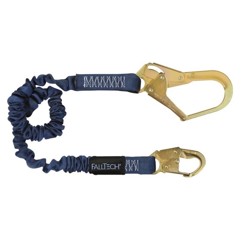FALLTECH 4-1/2' - 6' ELASTECH Energy Absorbing Lanyard, Single-Leg w/ Steel Connectors