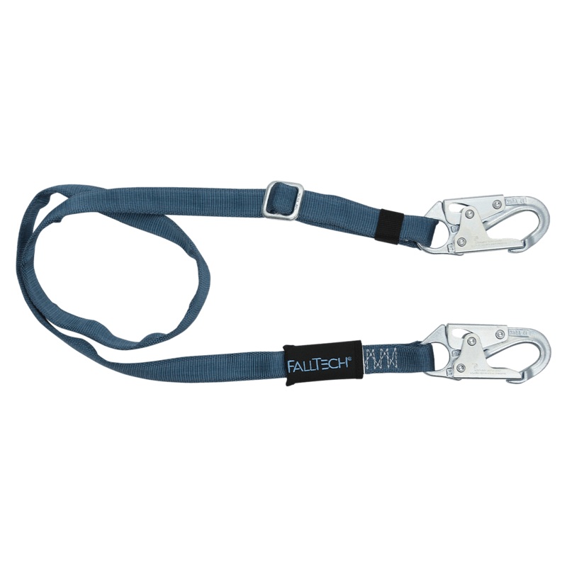 FALLTECH 4' - 6' Adjustable Length Restraint Lanyard w/ Steel Snap Hooks
