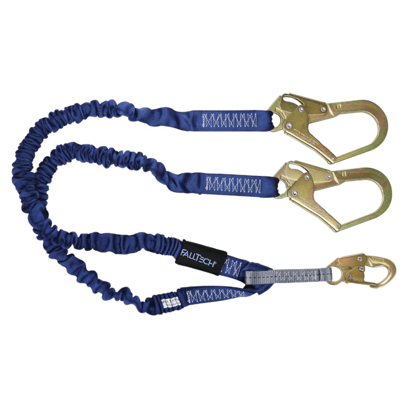 FALLTECH 4-1/2' - 6' ELASTECH Energy Absorbing Lanyard, Double-Leg w/ Steel Connectors