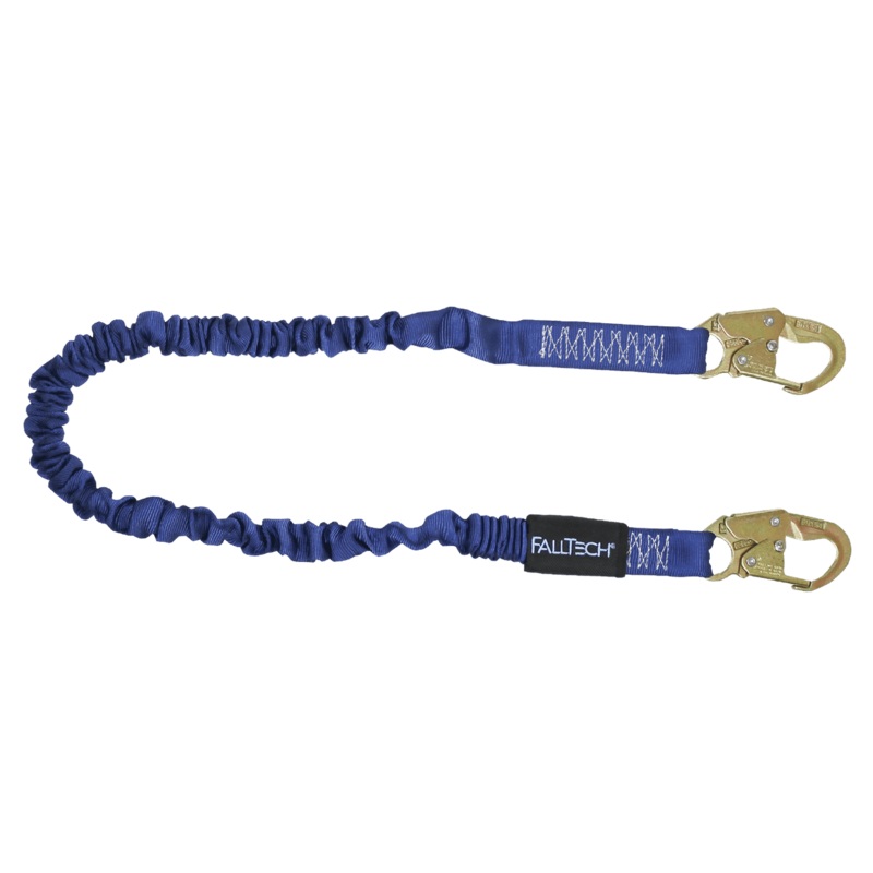 FALLTECH 4-1/2' - 6' ELASTECH Energy Absorbing Lanyard, Single-Leg w/ Steel Snap Hooks
