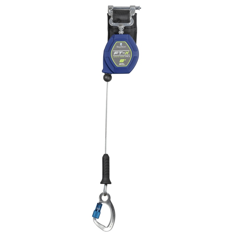 FALLTECH 8' FT-X Cable Class 2 Leading Edge Personal SRL-P, Single-Leg w/ Aluminum CE Carabiner