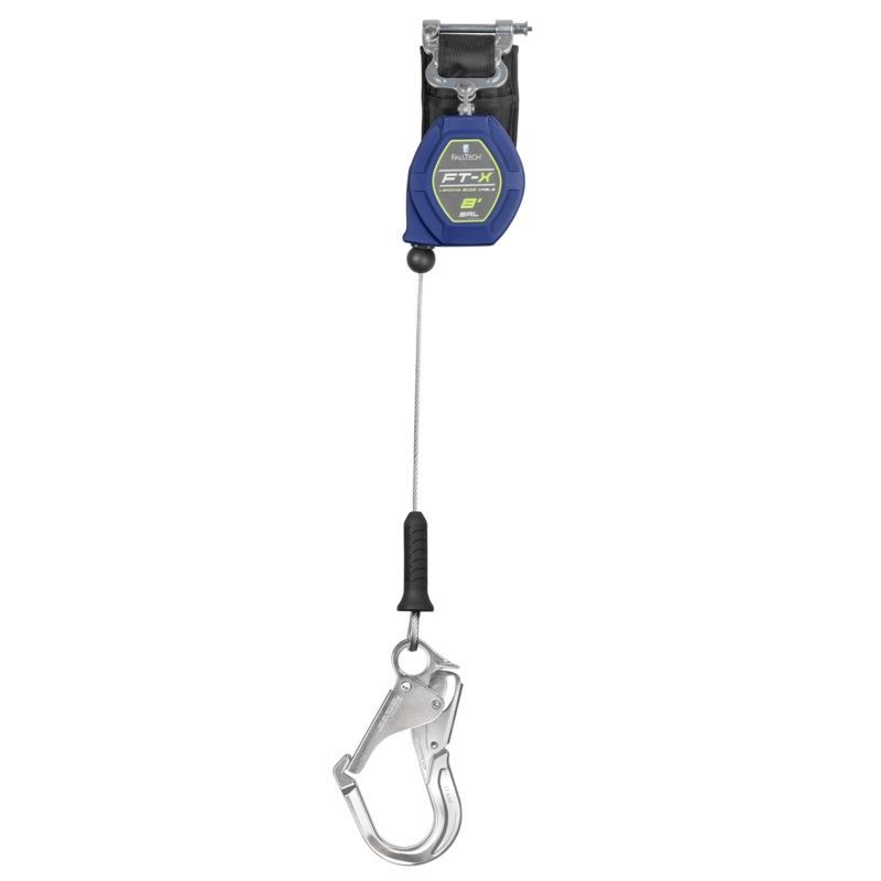 FALLTECH 8' FT-X Cable Class 2 Leading Edge Personal SRL-P, Single-Leg w/ Aluminum Rebar Hook