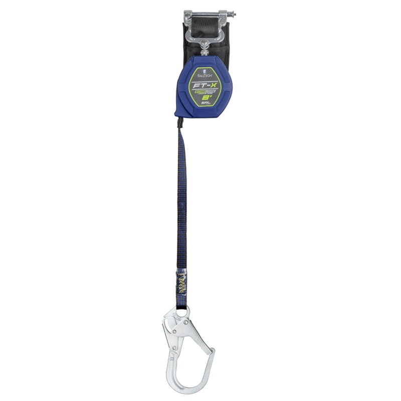 FALLTECH 8' FT-X EDGECORE Class 2 Leading Edge Personal SRL-P, Single-Leg w/ Steel Rebar Hook