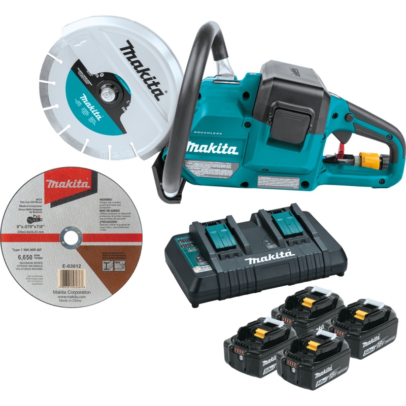 MAKITA 36V (18V X2) LXT 9" Power Cutter Kit w/ 4 Batteries