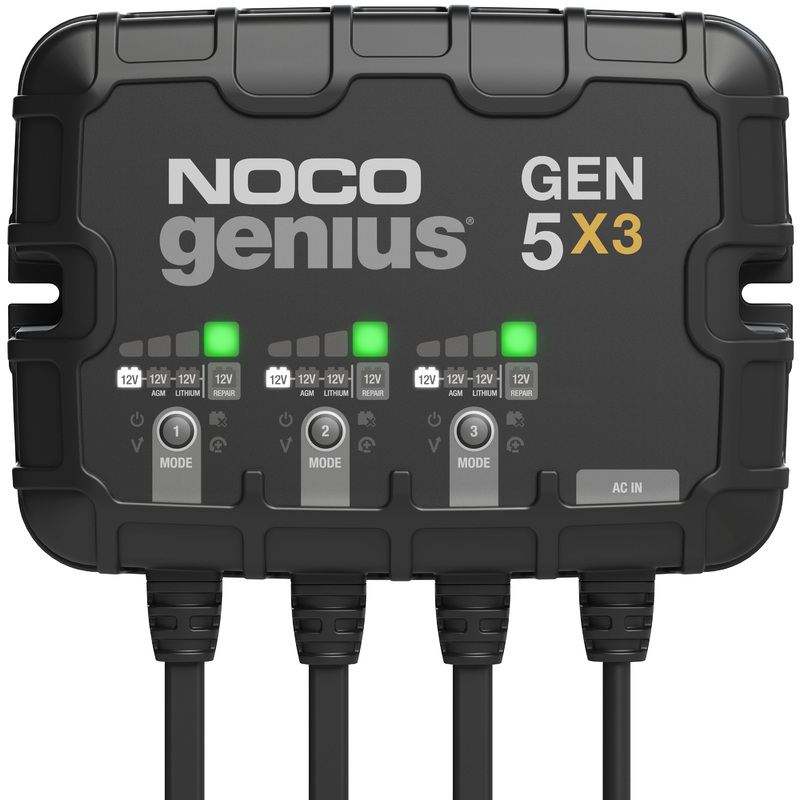 NOCO 3-Bank, 15-Amp On-Board Battery Charger, Battery Maintainer, & Battery Desulfator