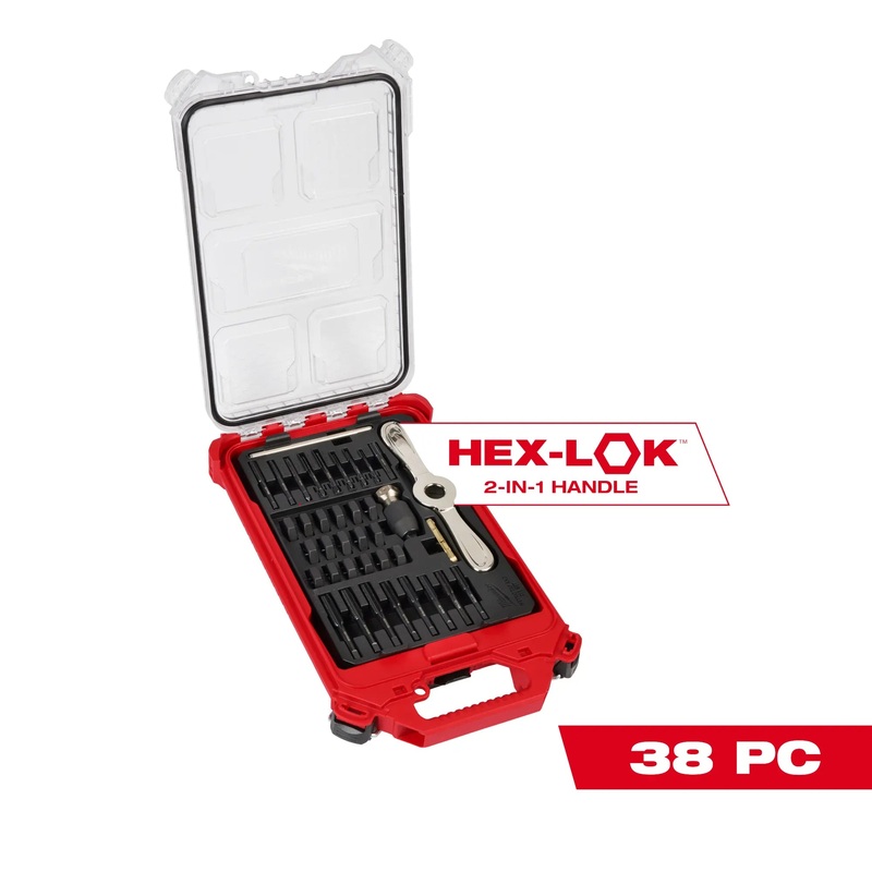 MILWAUKEE 38 PC. Tap & Die PACKOUT Set w/ HEX-LOK 2-IN-1 Handle - Metric