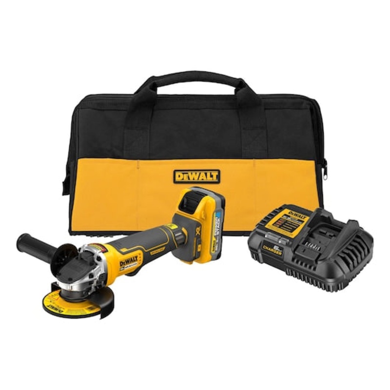 DEWALT 20V MAX* XR Brushless Cordless 4-1/2 in. Paddle Switch Small Angle Grinder Kit with DEWALT POWERSTACK 5Ah Battery