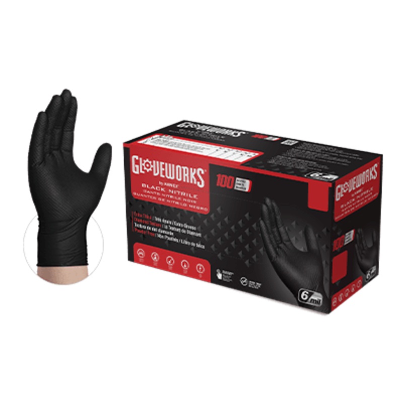 GLOVEWORKS Black Nitrile Gloves