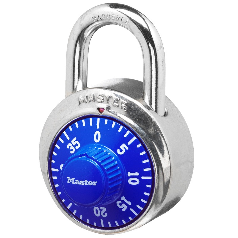 MASTER LOCK 1-7/8" Wide Combination Dial Padlock; Blue