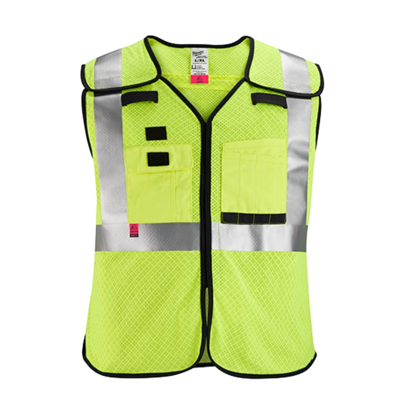 MILWAUKEE AR/FR Cat. 1 Class 2 Breakaway High Visibility Yellow Mesh Safety Vest
