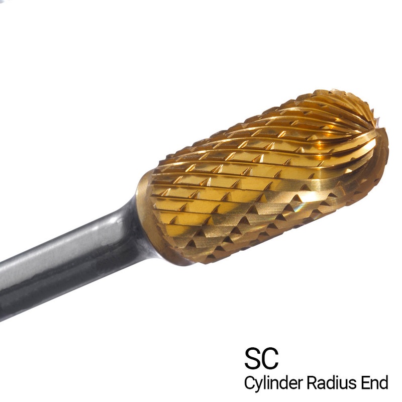 CHAMPION SC5 Double Cut TiN Coated Carbide Bur