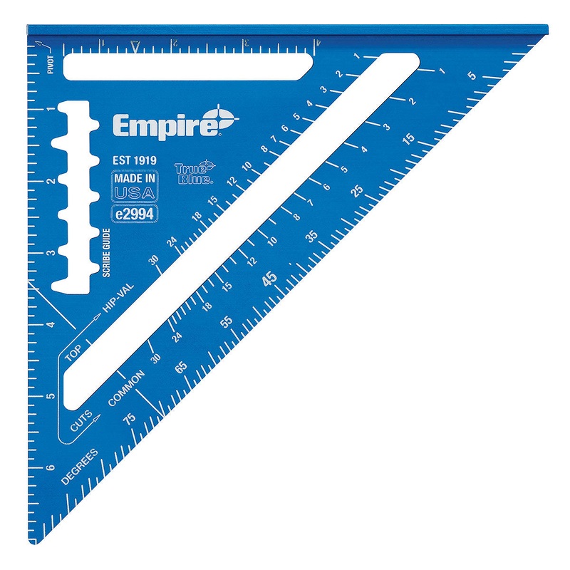 EMPIRE 7" TRUE BLUE Laser Etched Rafter Square