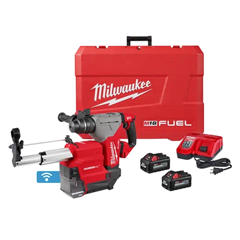 MILWAUKEE M18 FUEL 1-1/8" SDS PLUS Rotary Hammer w/ ONE-KEY Kit w/ HAMMERVAC Dedicated Dust Extractor