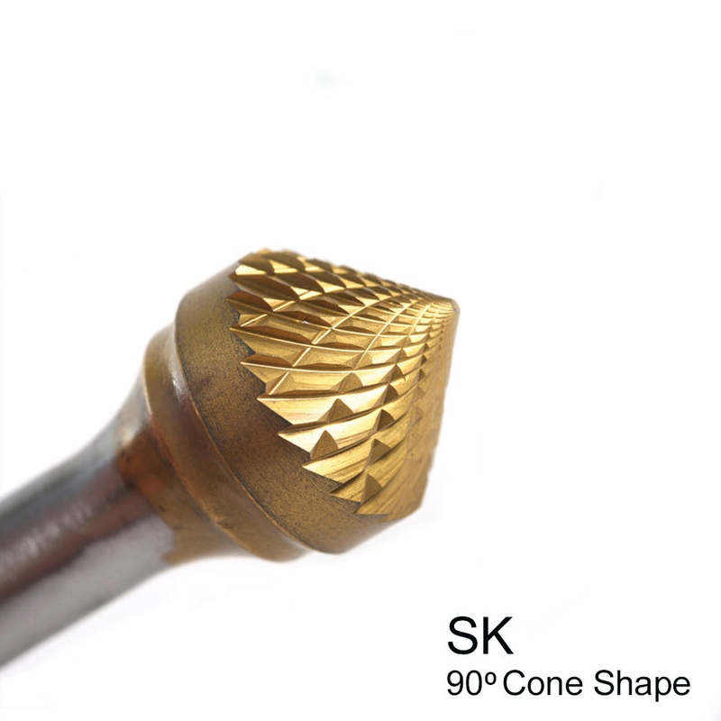 CHAMPION SK1 Double Cut TiN Coated Carbide Bur