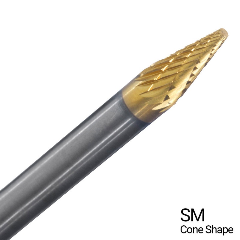 CHAMPION SM1 Double Cut TiN Coated Carbide Bur