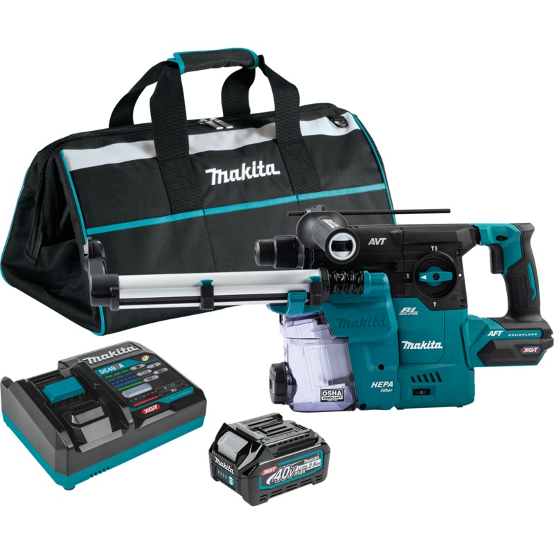 MAKITA 40V MAX XGT 13/16" SDSPLUS AVT Rotary Hammer w/ Dust Extractor Kit