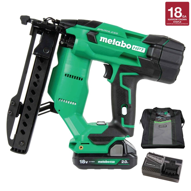 METABO HPT 18V MULTIVOLT Brushless 18-Gauge 1/4" Narrow Crown Stapler Kit
