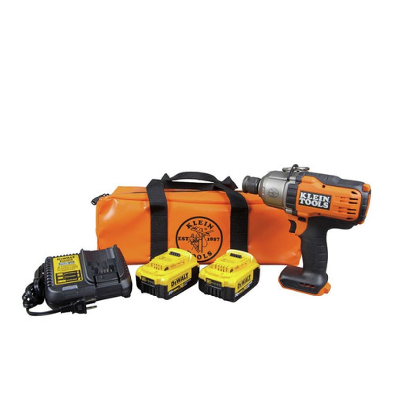 Klein Tools 20V Brushless Lithium-Ion 7/16 in. Cordless Impact Wrench Kit with 2 Batteries (4 Ah) - BAT20-7161