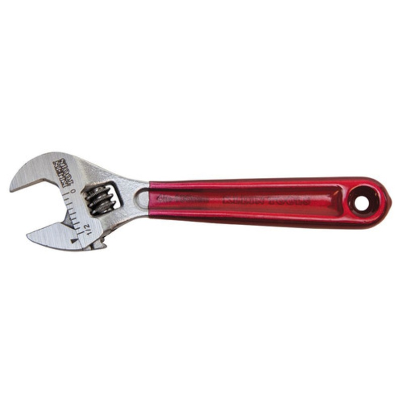Klein Tools 4 in. Plastic Dipped Adjustable Wrench - Transparent Red Handle - D506-4