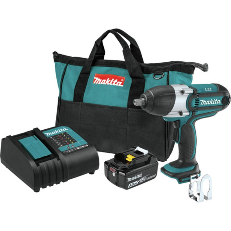 Makita 18V LXT Brushed Lithium-Ion 1/2 in. Cordless Square Drive Impact Wrench Kit (3 Ah) - XWT04S1