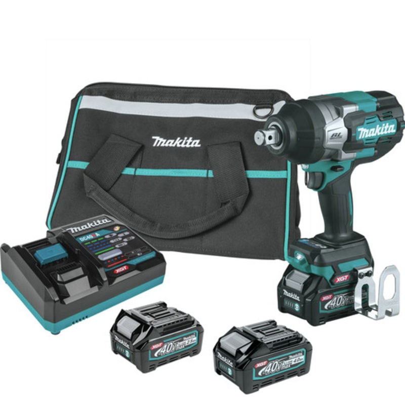 Makita 40V max XGT Brushless Lithium-Ion 3/4 in. Sq. Drive Cordless 4-Speed High-Torque Impact Wrench Kit with 3 Batteries Bundle (2.5 Ah/4 Ah) - GWT01D-BL4040