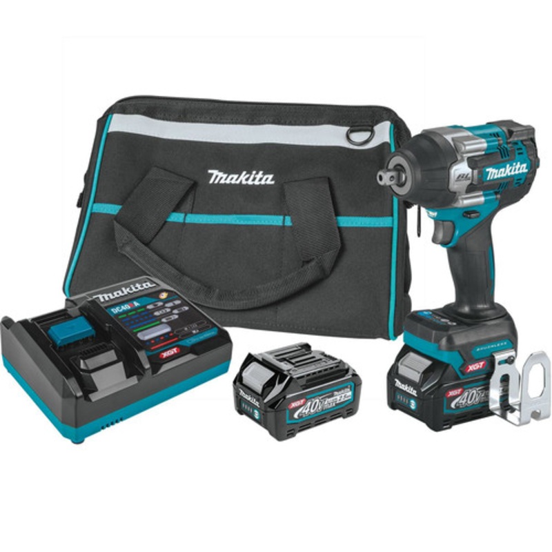 Makita 40V max XGT Brushless Lithium-Ion Cordless 4-Speed Mid-Torque 1/2 in. Sq. Drive Impact Wrench Kit with Detent Anvil and 2 Batteries (2.5 Ah) - GWT08D